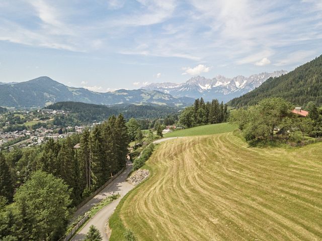 Heuernte Sommer Kitzbühel mit Blick auf Wilden Kaiser